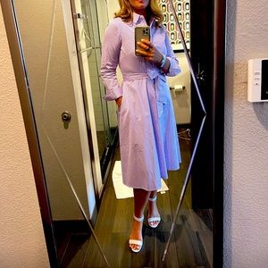 Talbots t-length shirt dress in lavender. Cotton Stripe Shirtdress - size 8.